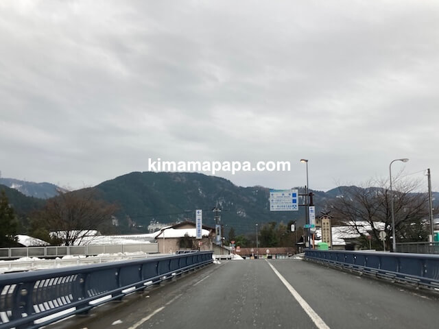 冬の朝倉氏遺跡への行き方、天神橋