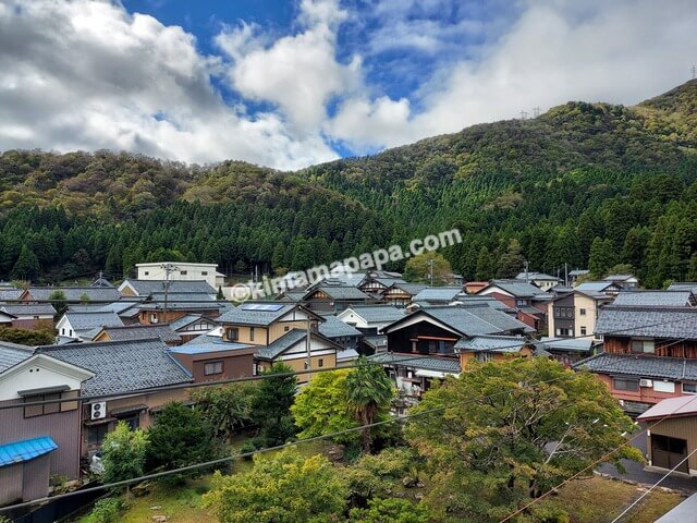 福井県今庄、川端屋の屋上から見た景色