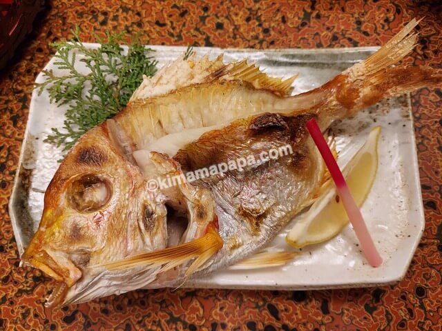 福井県美浜町の入舟、夕食のレンコ鯛