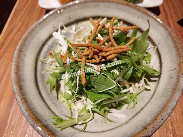 福井市西武福井店の蕎麦Dining一福、いっぷく晩ごはんセットの揚げ蕎麦サラダ