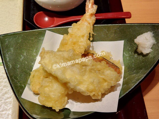 福井市の海座、すし定食極上10貫の天ぷら
