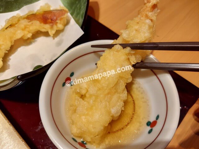 福井市の海座、すし定食極上10貫の天ぷら