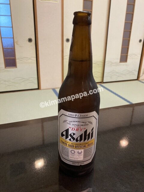 福井県若狭町の幸楽、夕食のビール