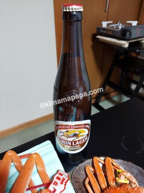福井県若狭町のよしおかや、夕食の瓶ビール
