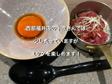 福井市西武福井店、牛成の炙りローストユッケ