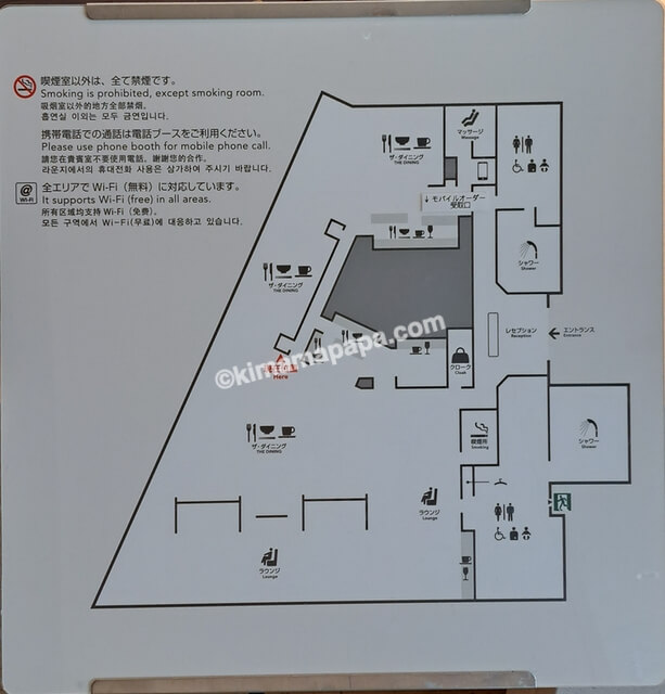 羽田第3ターミナル、4階JALサクララウンジの案内図