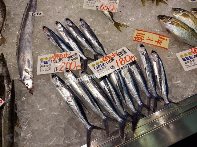 石川県金沢市の金沢港いきいき魚市、重福水産のお魚