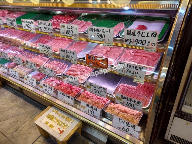 石川県金沢市の近江町いちば、天狗中田のお肉