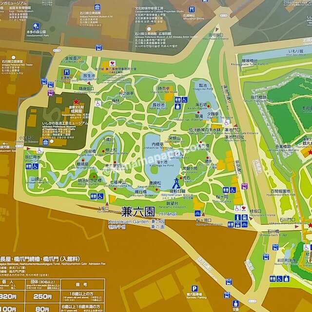石川県金沢市、兼六園のガイドマップ
