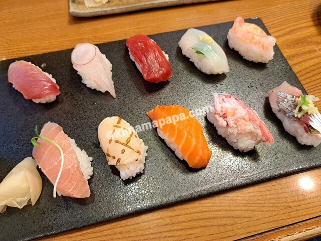 石川県金沢市、香りん寿司のマスター気まぐれ寿司10貫
