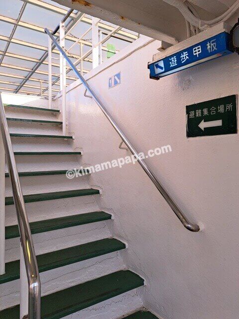 久里浜港→金谷港の東京湾フェリー、3階への階段