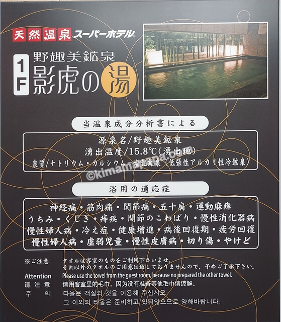新潟県妙高市のスーパーホテル新井、大浴場影虎の湯