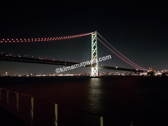 大阪南港→新門司行きフェリー第1便から見える明石海峡大橋