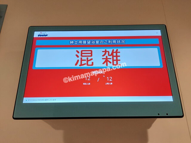 大阪南港→新門司行きフェリー第1便、6F大浴場のご利用状況